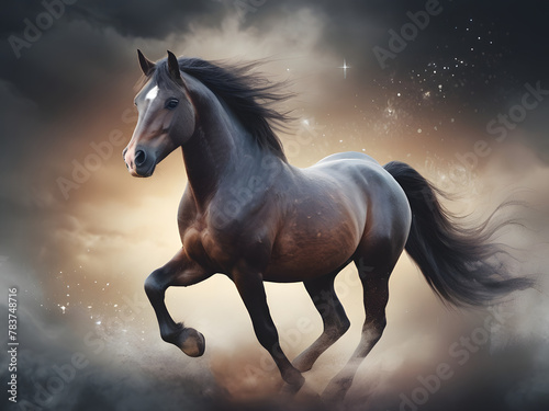 Amazing 3d Illustrator art wallpaper Horse abstract magical animal background with mare stallion wallpaper 