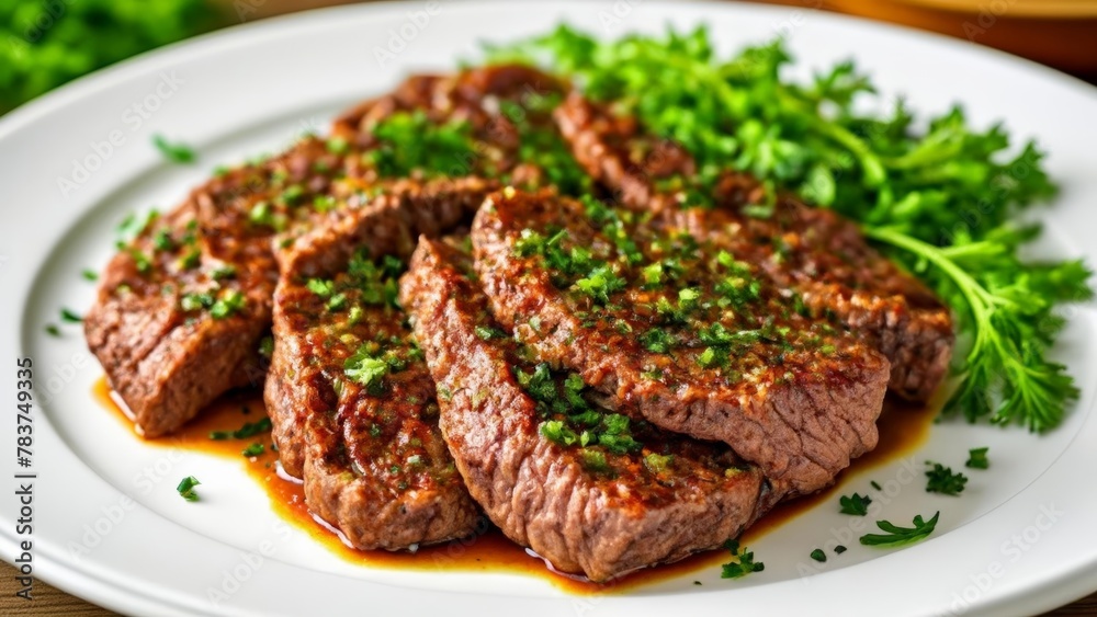 Deliciously grilled meat with a hint of fresh herbs Deliciously grilled meat with a hint of fresh herbs