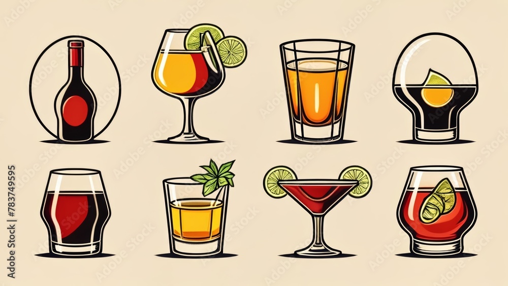 A selection of refreshing cocktails and drinks A selection of refreshing cocktails and drinks
