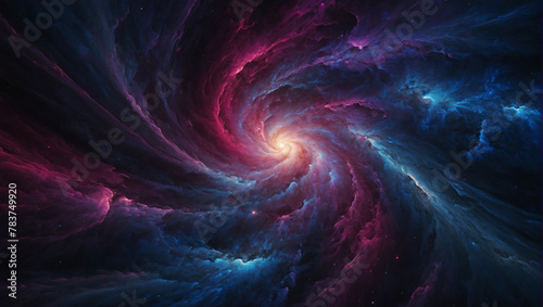 A mesmerizing abstract light effect texture with cosmic tones of deep indigo, magenta, and cosmic blue, resembling the swirling depths of a distant galaxy.