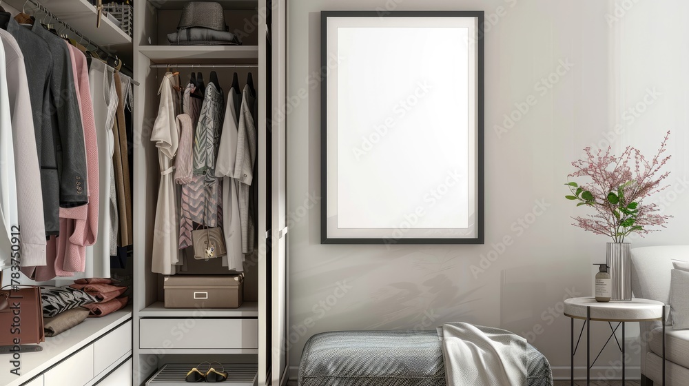 Framed mockup, ISO paper size A. Cabinet wall poster mockup. Interior ...