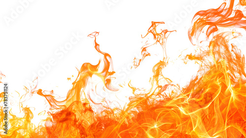 Beautiful bright fire flames on white background ,Set with beautiful bright fire flames on white background ,fire abstract red orange and yellow heat energy Burning fuel at night 