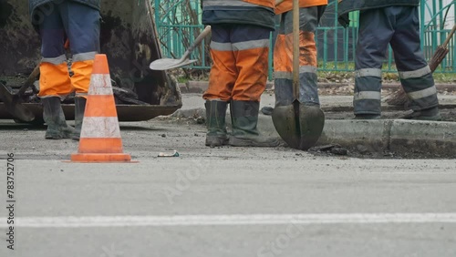 Worker street road construction asphalt industrial city builder