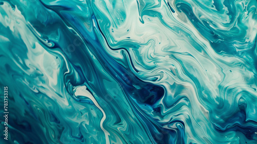 Mint and blue paint strokes creating a mesmerizing pattern.