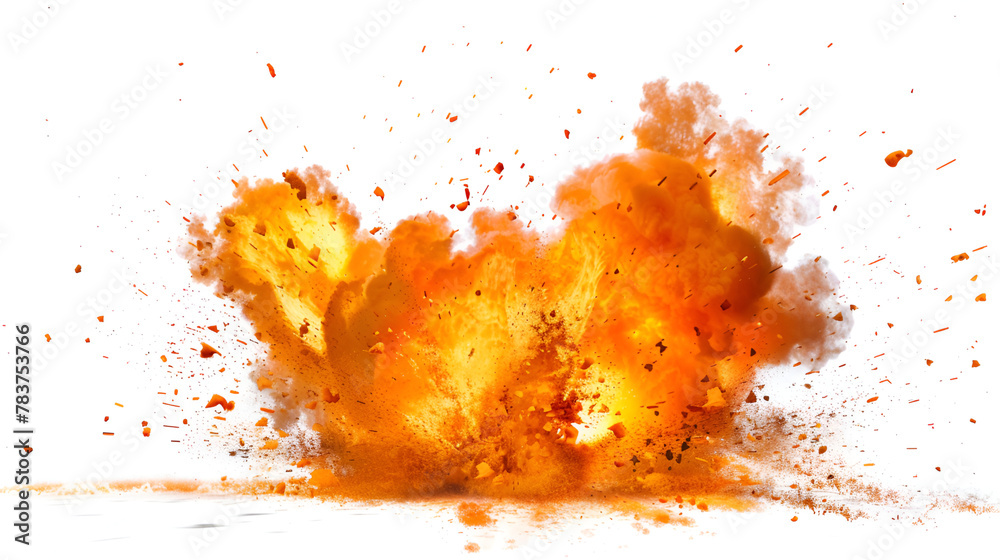 Realistic fiery explosion with sparks on white background ,A huge ball of flames and smoke from an explosion ,Fire flames on a white background Realistic fiery explosion with sparks on white background ,A huge ball of flames and smoke from an explosion ,Fire flames on a white background