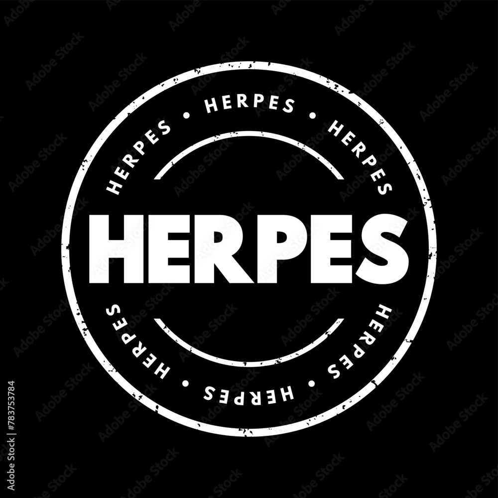 Herpes - a viral infection caused by the herpes simplex virus HSV, text concept stamp