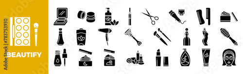 Beautify Icon Set For Design Elements, skin, cosmetic, beauty, woman, facial	