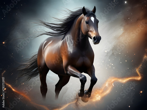 Amazing 3d Illustrator art wallpaper Horse abstract magical animal background with mare stallion wallpaper 