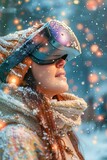 Winter wonderland - woman enjoying snowfall