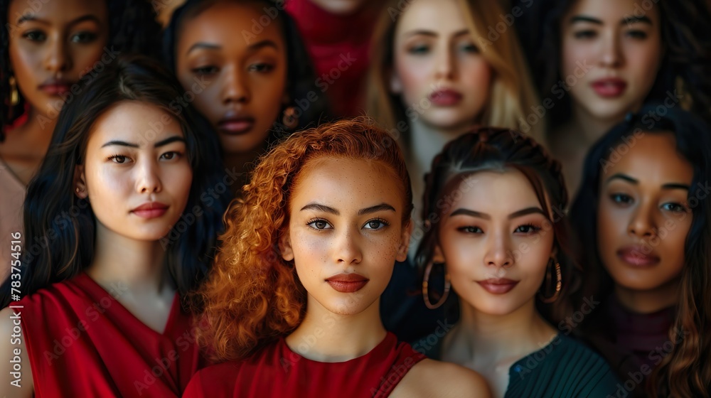Diverse Group of Beautiful Women: Natural Beauty and Glowing Skin Portrait