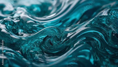 A swirly aquamarine abstract liquid background reminiscent of the tranquil depths of the ocean.