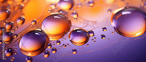 Abstract Oil and Water Interaction with Orange and Purple Hues