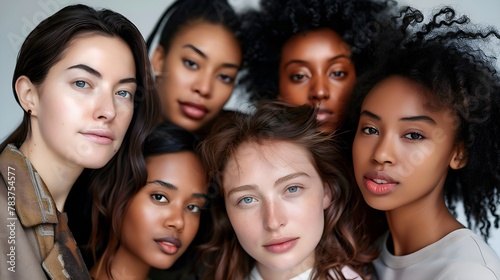 Diverse Group of Beautiful Women: Natural Beauty and Glowing Skin Portrait