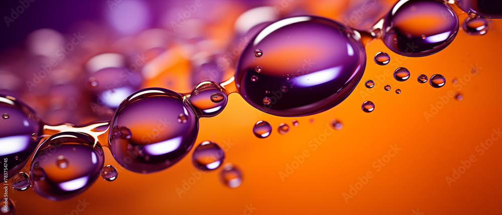Close-up of Purple Bubbles in Oil and Water Mixture
