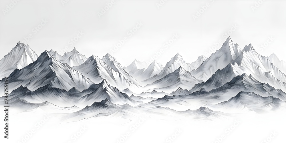Majestic Monochrome Mountain Ranges Showcasing the Grandeur and Solemnity of Untamed Wilderness