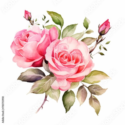 A watercolor painting of pink roses. photo