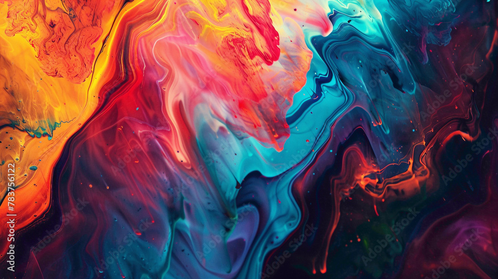 Intense and saturated paint colors forming an abstract and artistic backdrop.