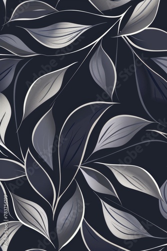 Black and white wallpaper with leaves
