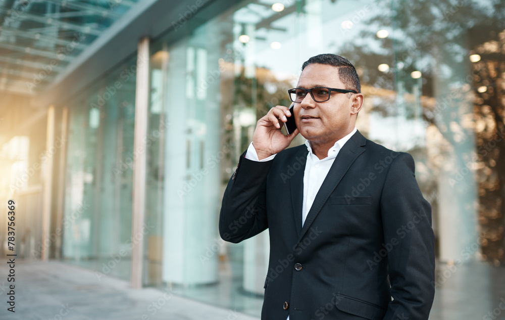 Outdoor, executive and phone call, businessman and building of company, corporate and mature person. Workplace, employee and listening for deal or project, mobile and communication, suit and talking Outdoor, executive and phone call, businessman and building of company, corporate and mature person. Workplace, employee and listening for deal or project, mobile and communication, suit and talking