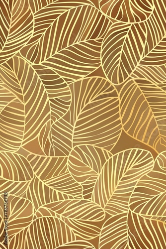Gold leaf pattern on brown background
