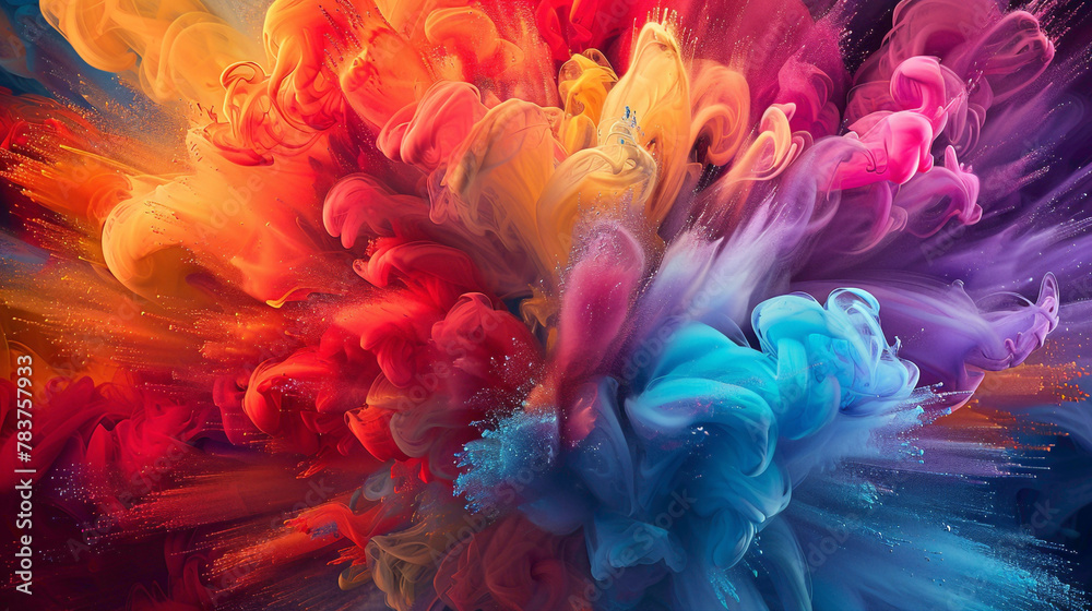 Dynamic and swirling paint colors creating an artistic and vibrant backdrop.