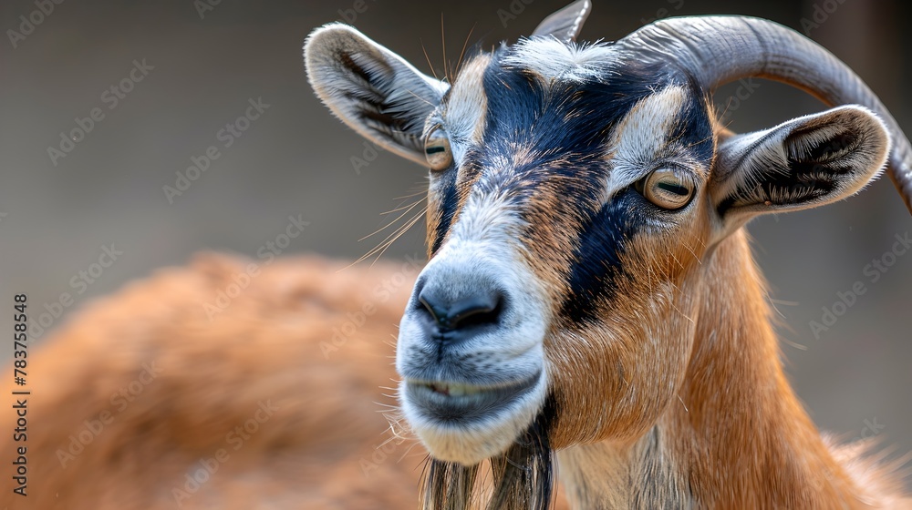 Captivating Close up Portrait of a Curious and Expressive Goat Highlighting its Distinctive Facial Features and Personality Captivating Close up Portrait of a Curious and Expressive Goat Highlighting its Distinctive Facial Features and Personality
