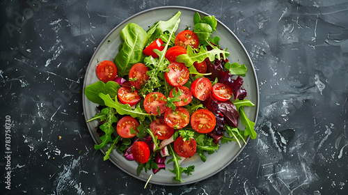 Top-Down Plate Salad Composition