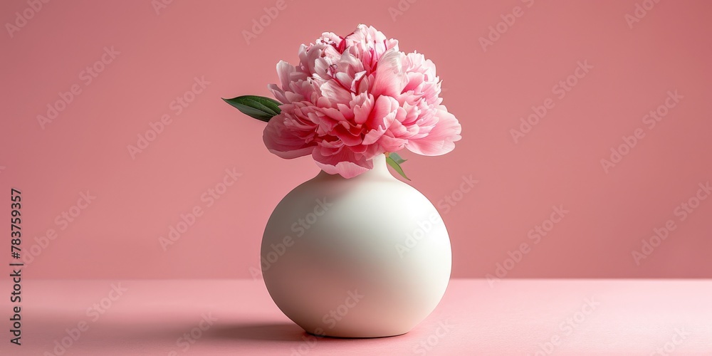 White vase with pink flowers