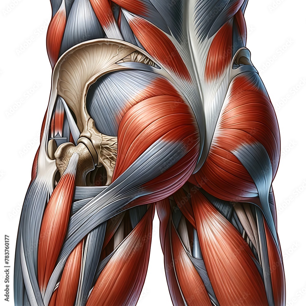 MageHere S A Detailed Illustration Of Human Hip Muscles Set Against A 1000 F 783760177 OmT3UAkcT0o3aFIdLYkruaJYNPI6U0Xj