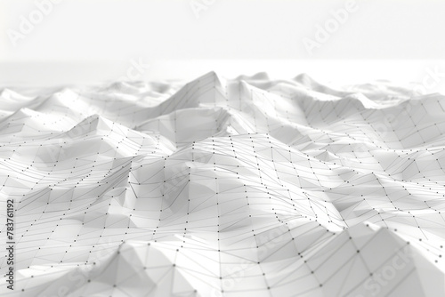 Monochromatic Low Poly Mountain Landscape in 3D Design photo
