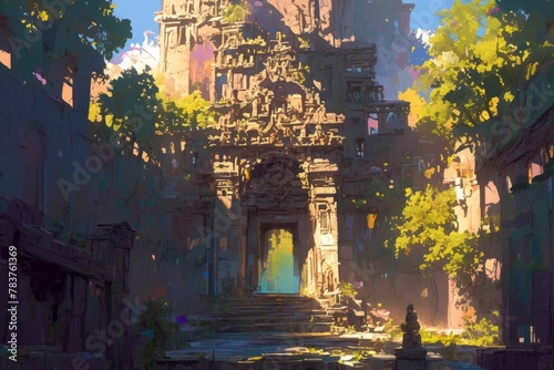 Ancient ruins, illustration, background, art