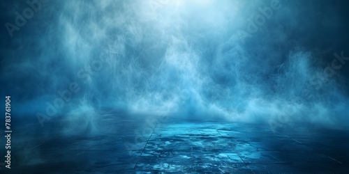 Captivating Ethereal Landscape of Mystical Blue Hues Enveloped in Swirling Mist