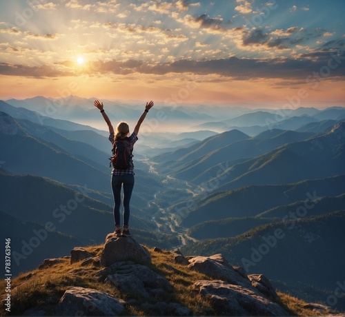 person on the top of the mountain