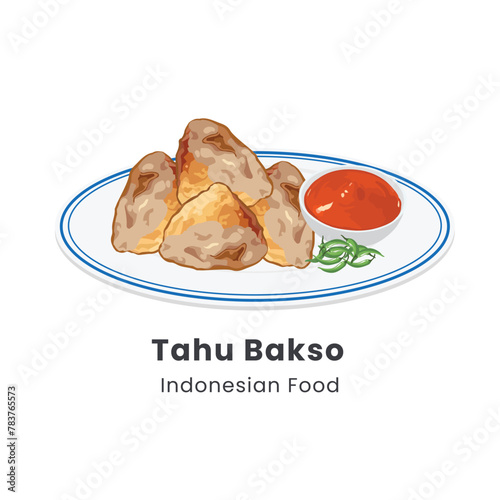 Hand drawn vector illustration of Tahu Bakso Indonesian food