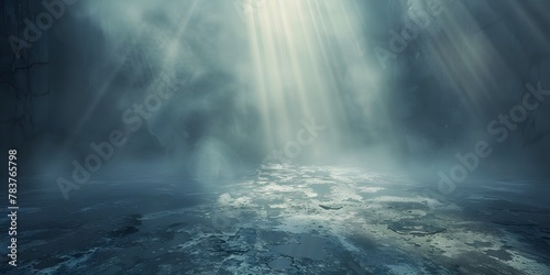 Ethereal Spotlight Illuminating Hidden Textures on a Misty Mystical Floor photo
