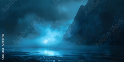 The Enchanting Glow of Bioluminescent Light within the Ethereal Fog Shrouded Ocean Depths