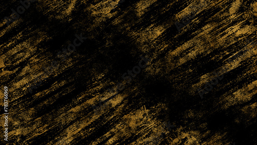 Strokes with Golden Paint Brush on Black Paper.Abstract gold dust background, Glitter On Black Background,Gold Paint Glittering Textured
