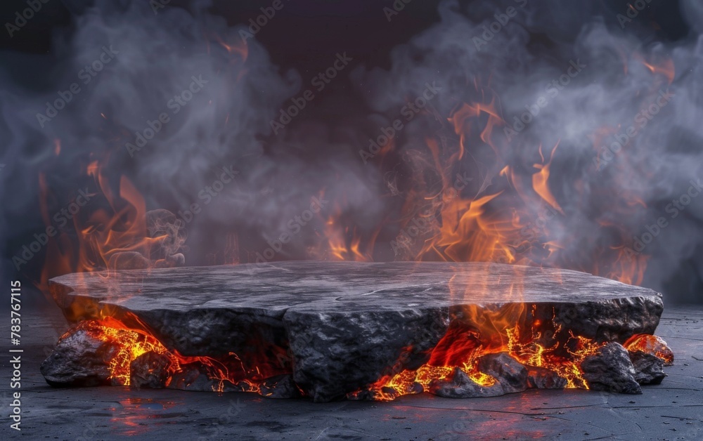 Fototapeta premium Fire lava dark product showcase background
