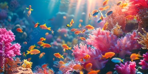 Vibrant Underwater Coral Reef Teeming with Symbiotic Marine Life