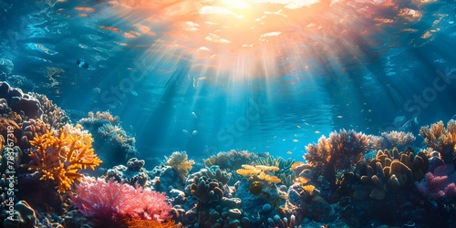 Sunlit Oasis in the Depths of the Ocean Where Thermal Vents Create a Unique Habitat for Exotic Creatures to Thrive photo
