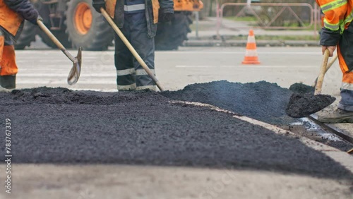 Road repair traffic transport worker street city machine paving