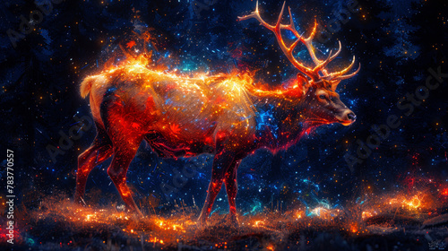 Unreal glowing deer in fairytale forest © Kondor83
