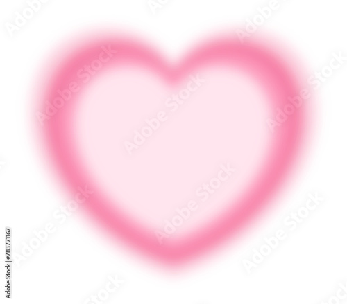 Blur gradient heart shape in pink color, y2k style element for social post, banner, poster, png isolated on transparent background..