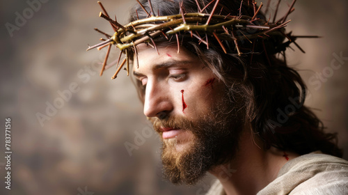 Portrait of Jesus Christ with crown of thorns