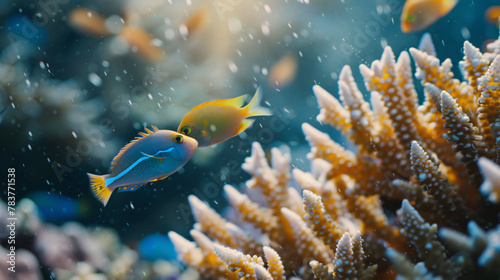Beautiful small fish swimming near the coral © Alizeh
