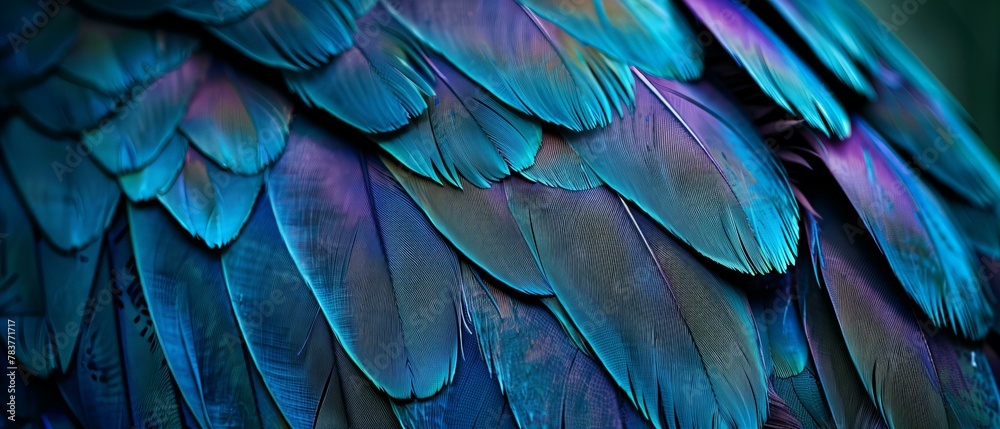 Close-up of blue macaw feathers. Vibrant nature and wildlife concept design for wallpapers Close-up of blue macaw feathers. Vibrant nature and wildlife concept design for wallpapers