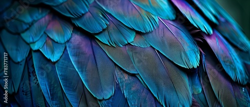 Close-up of blue macaw feathers. Vibrant nature and wildlife concept design for wallpapers