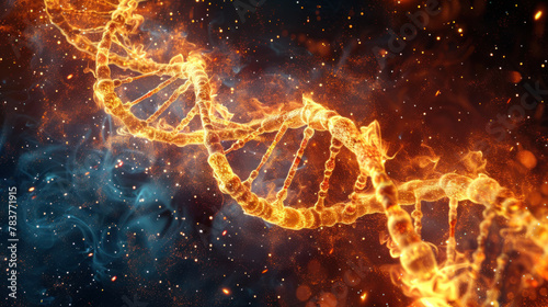 Abstract image of DNA spiral in flames - concept of teratogenic effects photo
