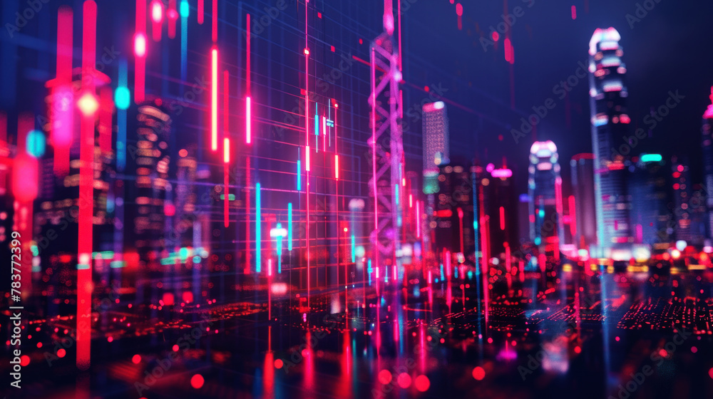Abstract holographic space, cityscape and financial graphs