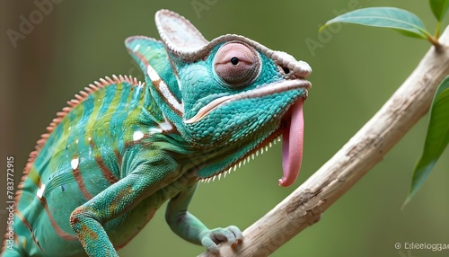 A-Chameleon-With-Its-Tongue-Extended-To-Catch-Prey- 3